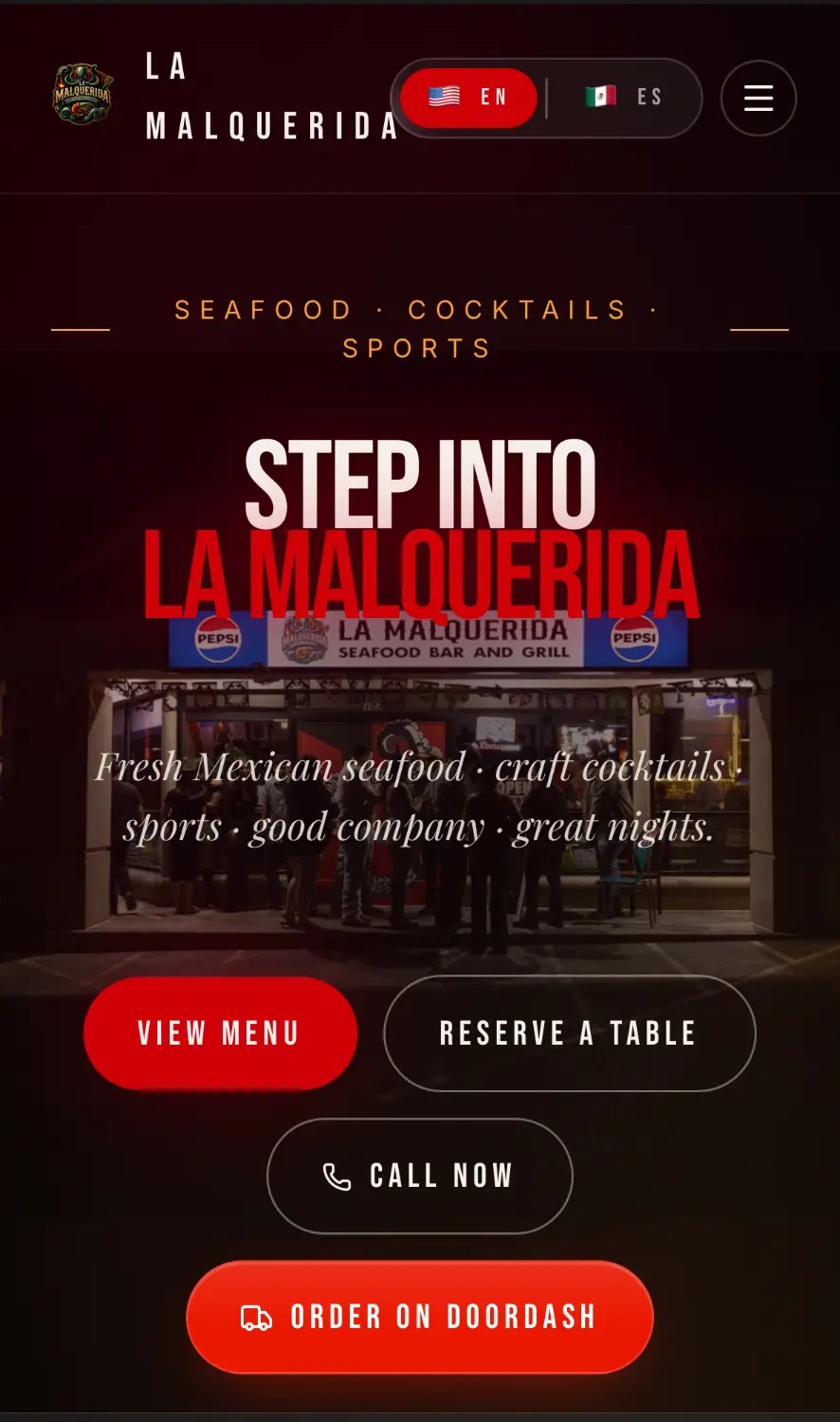 La Malquerida mobile homepage