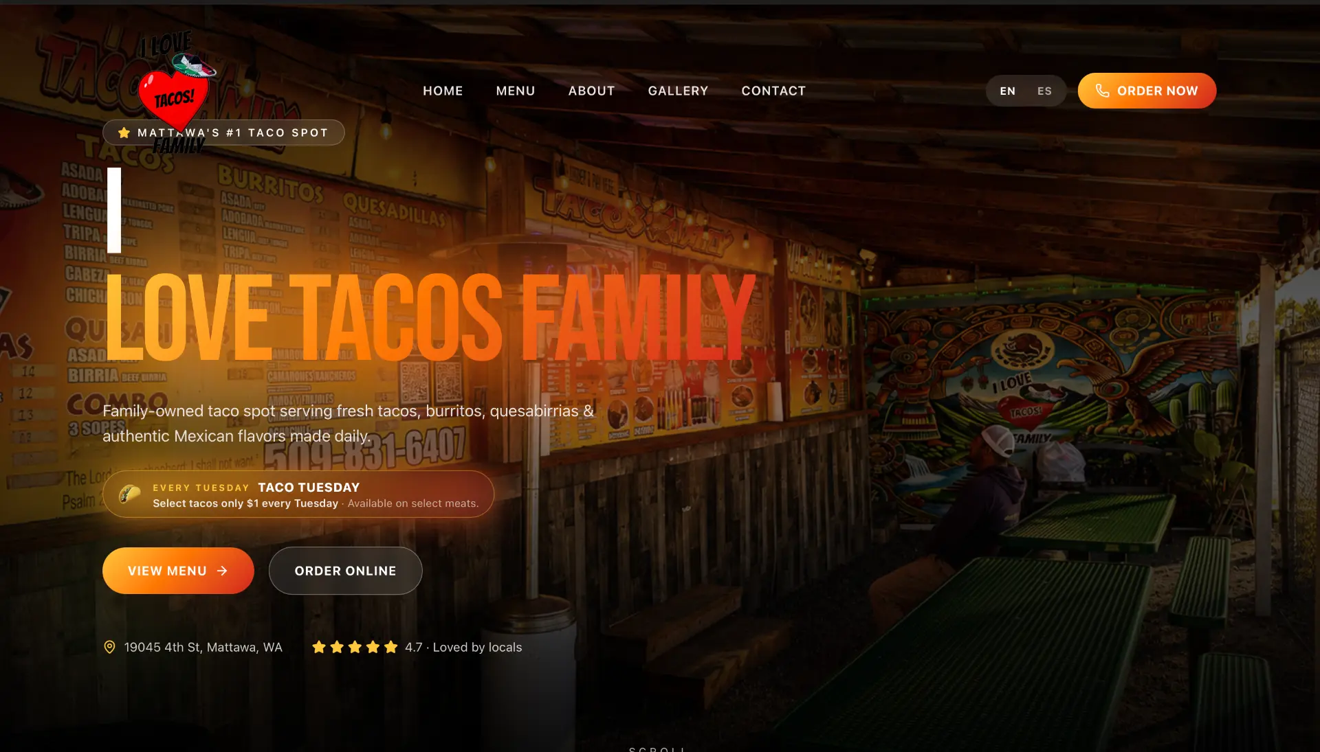 Website preview: I Love Tacos Family